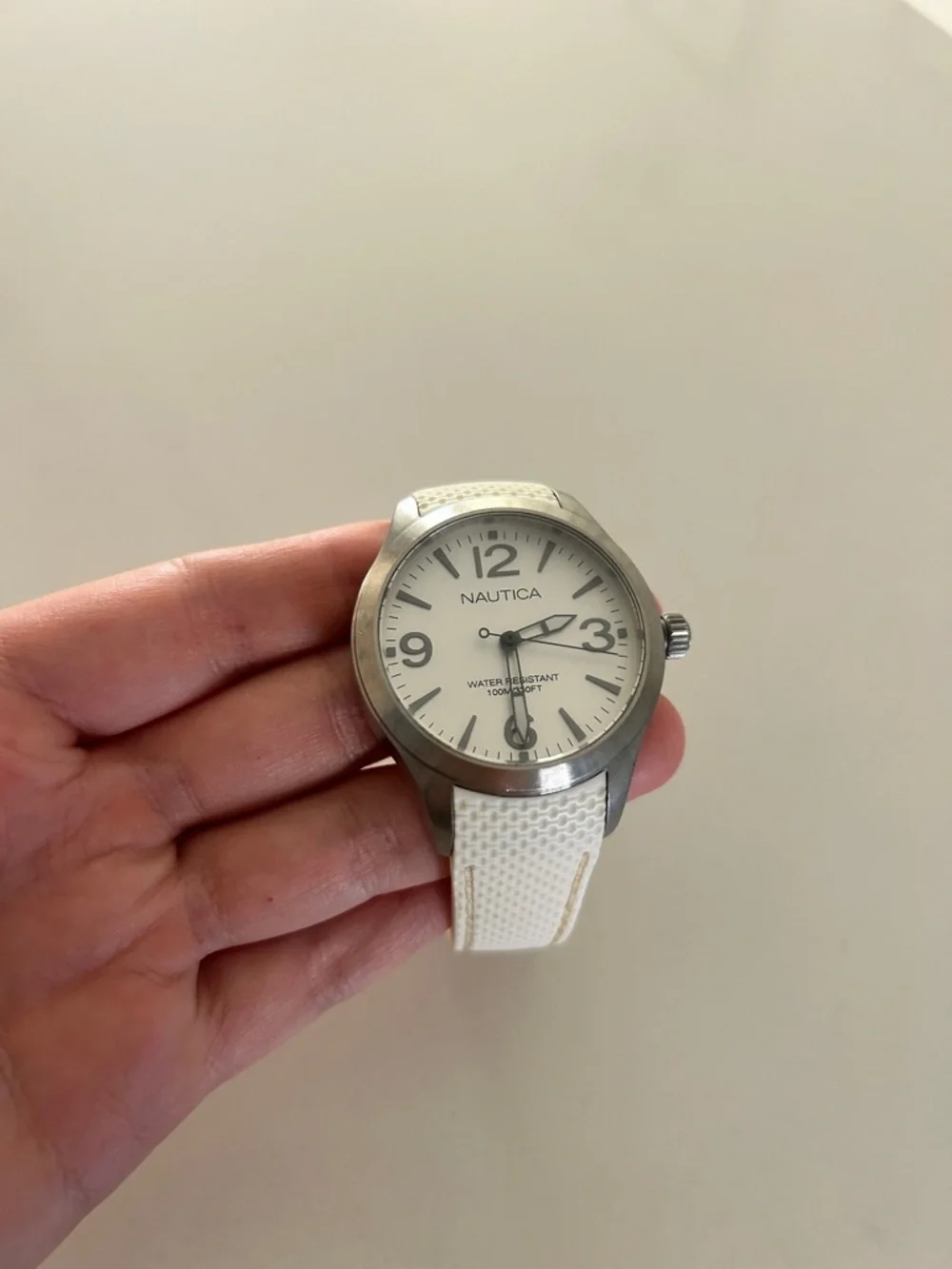 Nautica Women White Dial Watch with White Silicone Strap